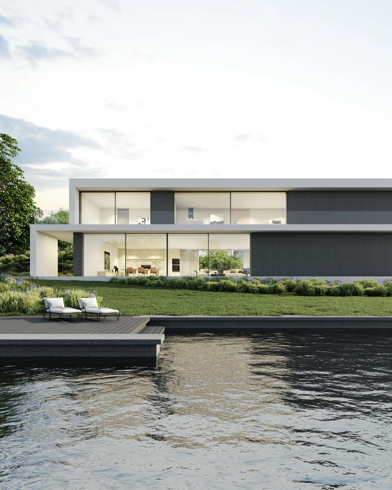 Modern home with panoramic CIMU aluminium doors and windows