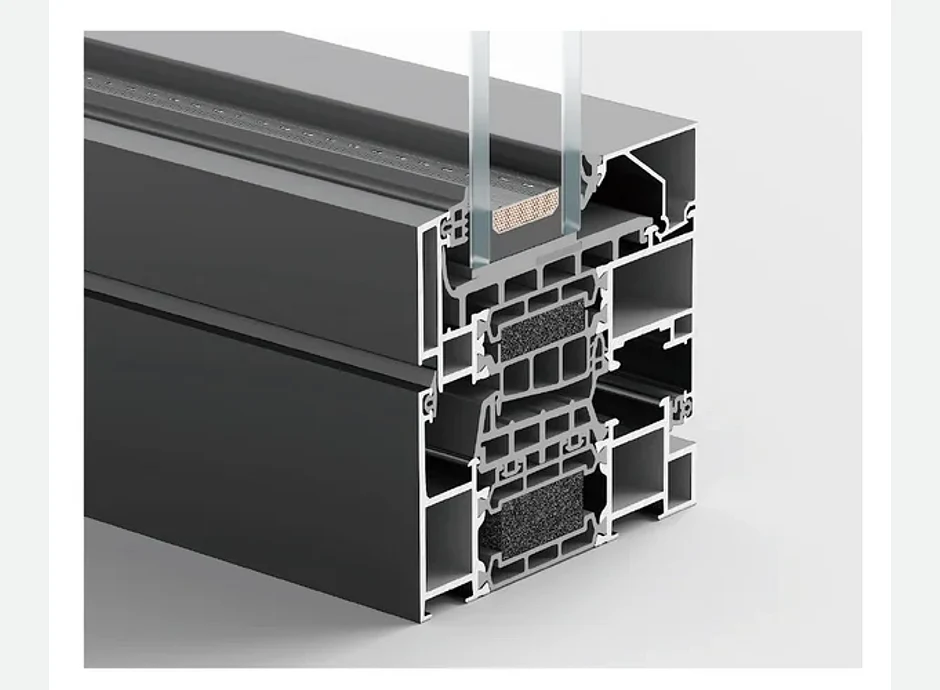 Thermal-break aluminium window frame corner section